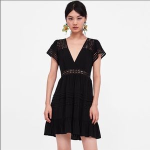 Zara black V neck dress